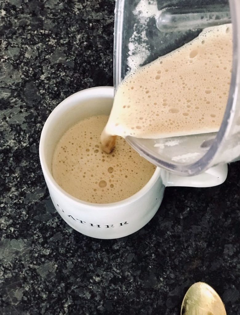 Pouring Cinnamon Coconut Collagen Latte
