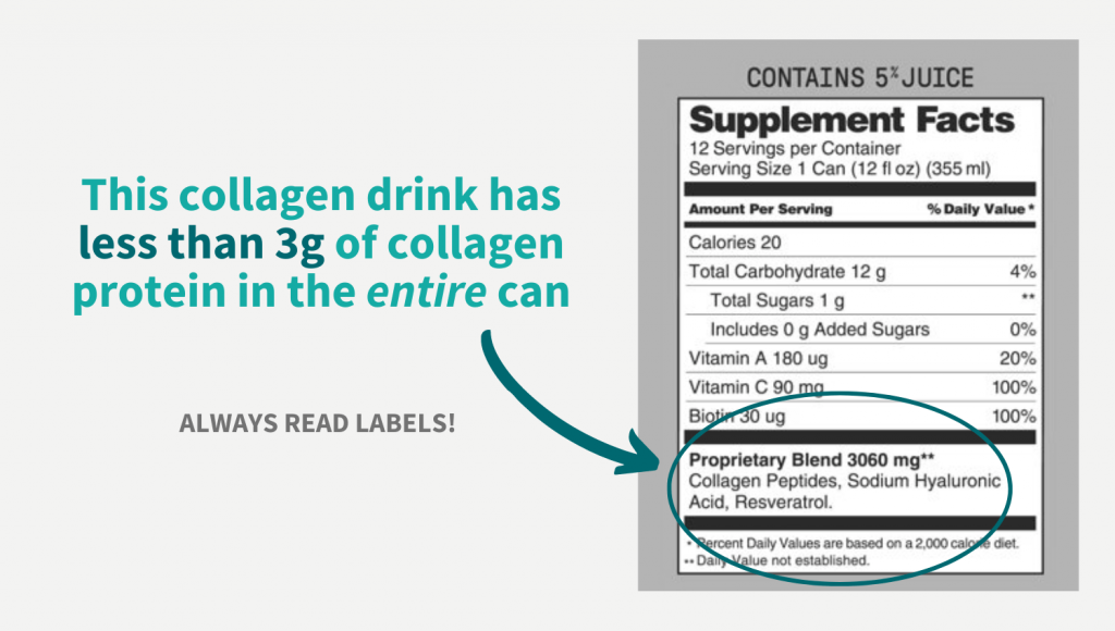 collagen liquid drink has less than 3 g of collagen protein
