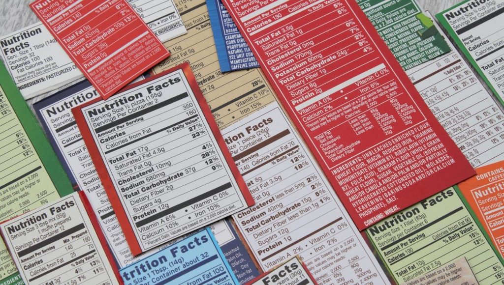Nutritional Labels spread out