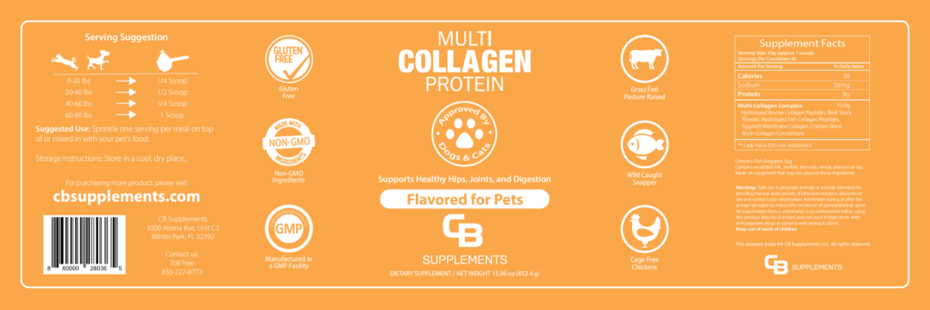 Collagen for Dogs Label and Ingredients