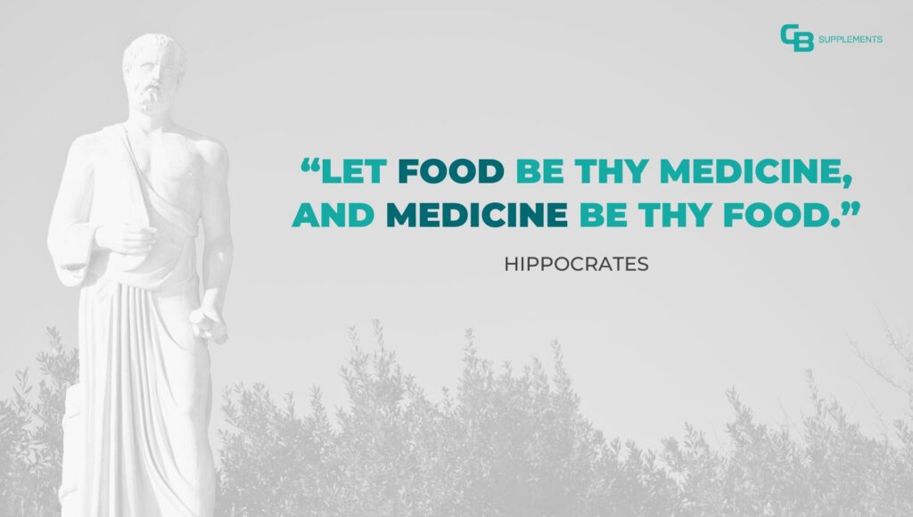 Hippocrates Let food be thy medicine quote graphic