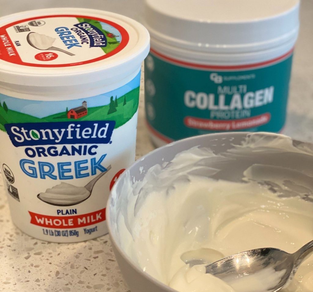 Mix Collagen Powder in with Plain Yogurt