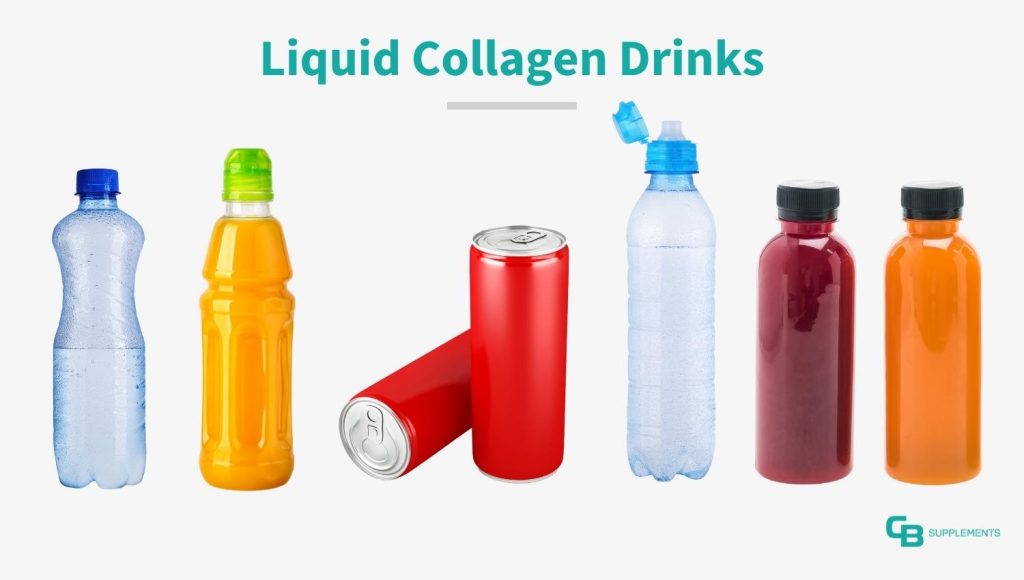 Various types of liquid collagen drinks