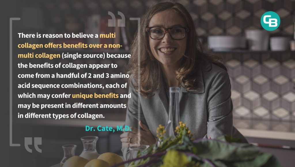 Multi Collagen Benefits over Single Source Quote from Dr. Cate