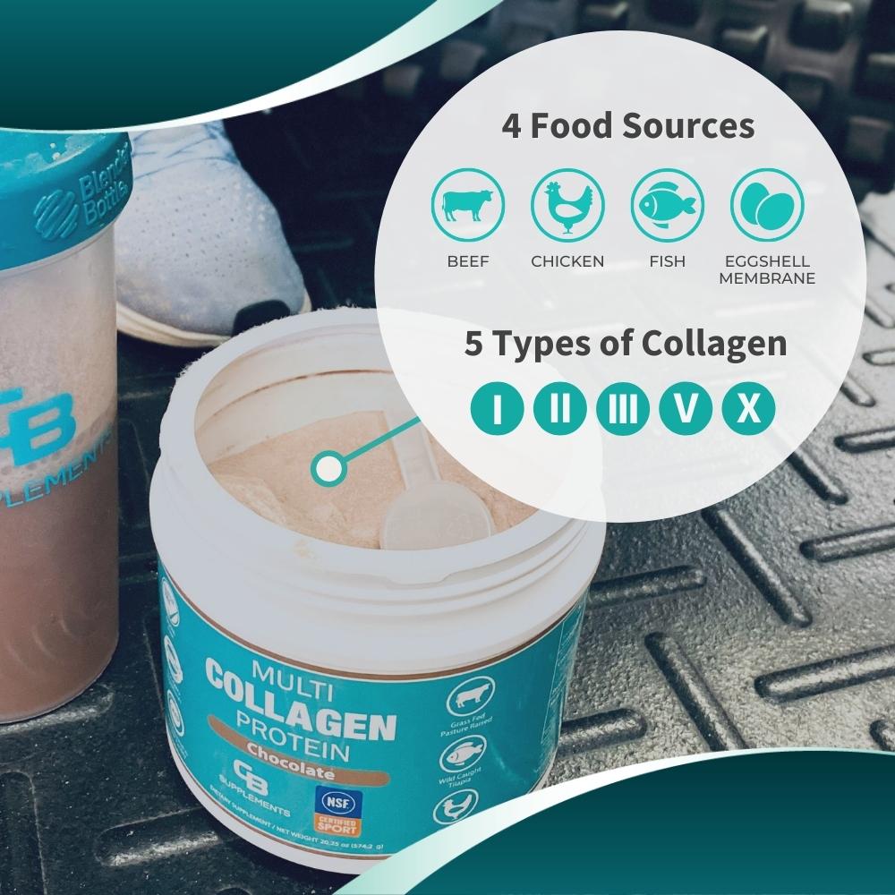 NSF Certified Chocolate Multi Collagen Powder - 4 food sources, 5 types of collagen