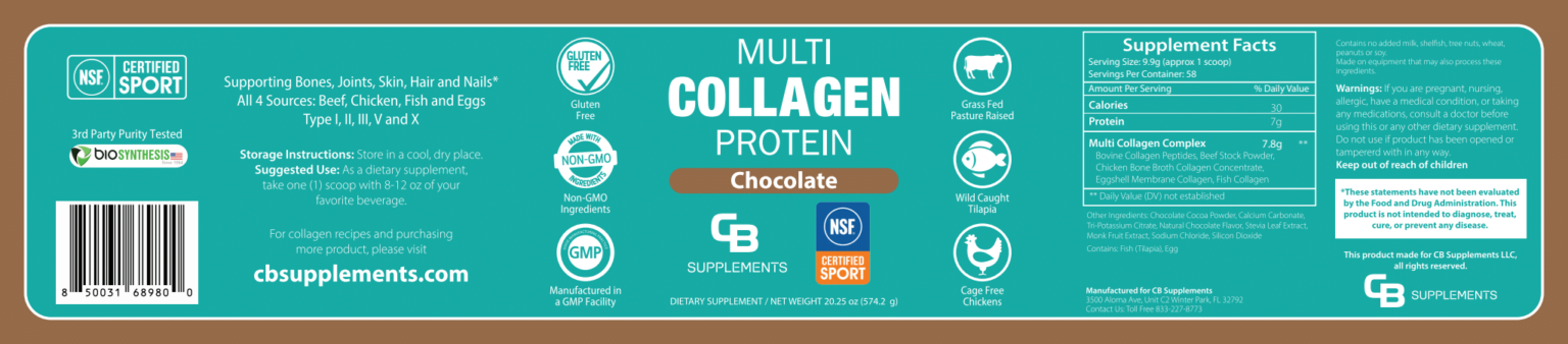 Chocolate Nsf Certified Multi Collagen Protein Powder Peptides