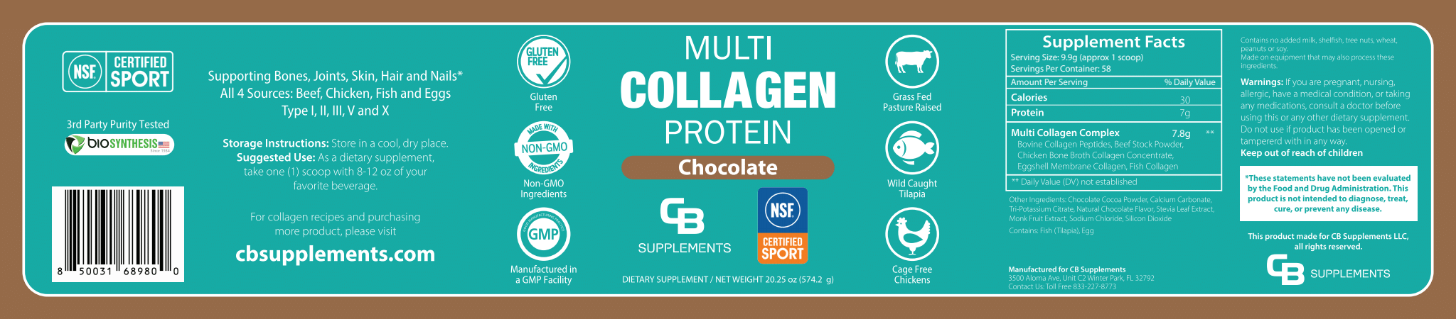 NSF Chocolate Multi Collagen Protein Powder - Label