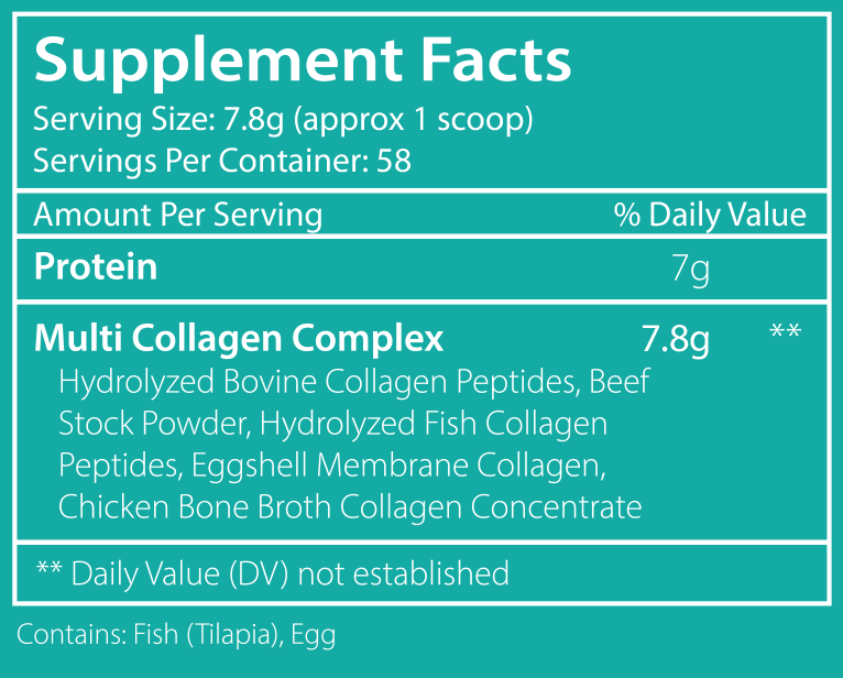 NSF Multi Collagen Protein Powder Unflavored Supplement Facts