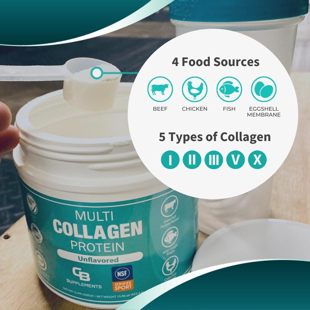 NSF unflavored Multi Collagen Protein Powder - 4 food sources, 5 types