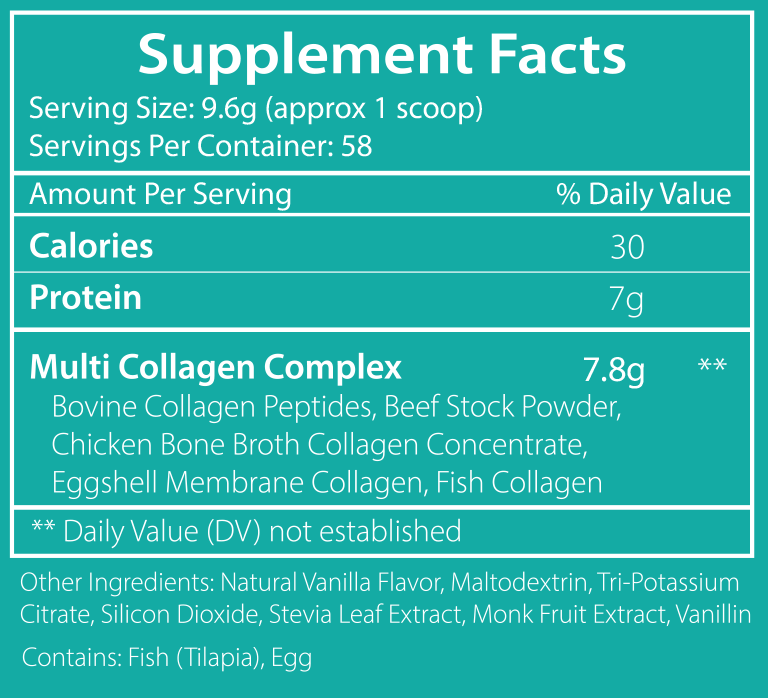 NSF Vanilla Multi Collagen Supplement Facts - CB Supplements