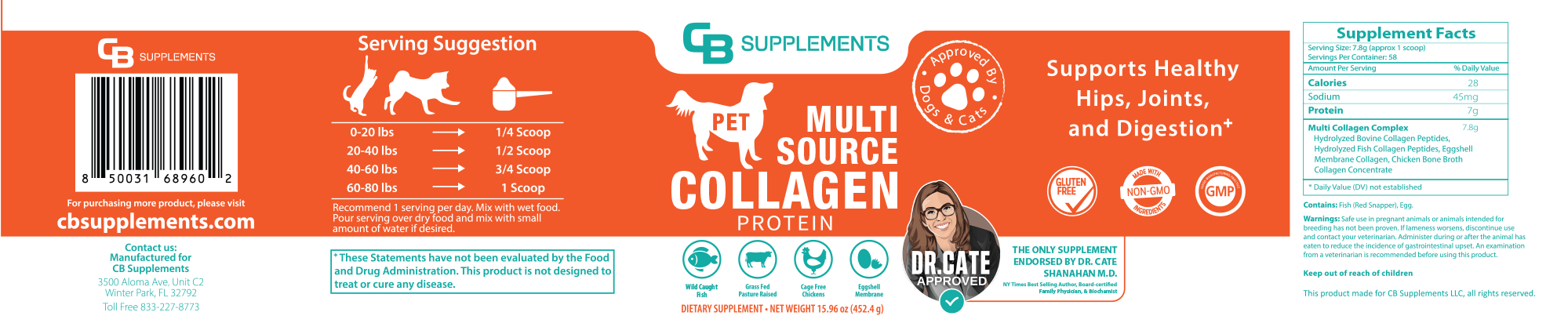 Dog Cat Multi Collagen Powder label full