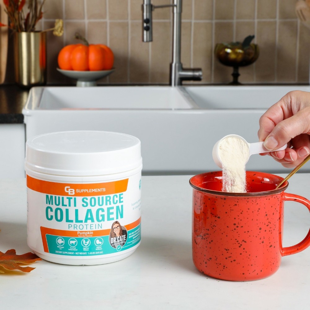 Pumpkin Multi Collagen Protein Powder kitchen scoop in mug